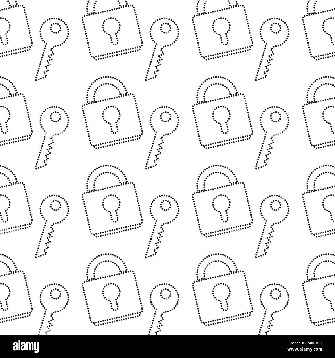 dotted shape close padlock object with key background Stock Vector ...