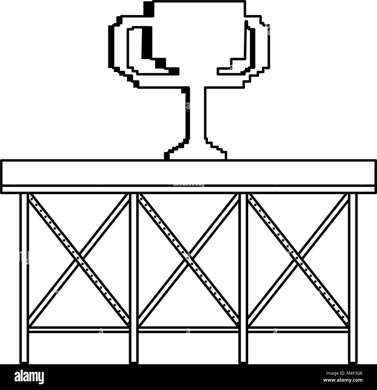 Pixelated shelf with cup on top vector illustration graphic design