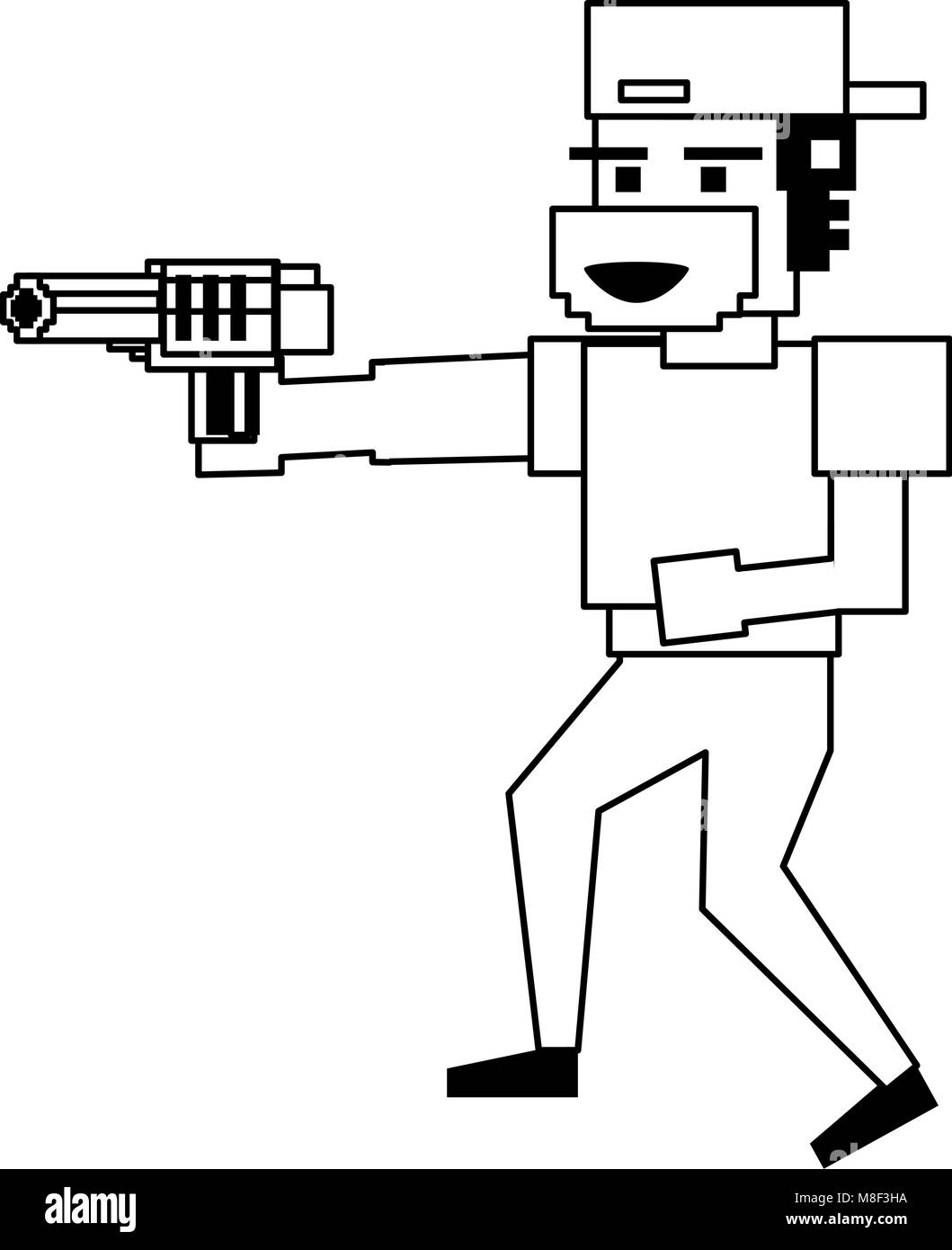 Pixelated ganster with handgun vector illustration graphic design Stock ...
