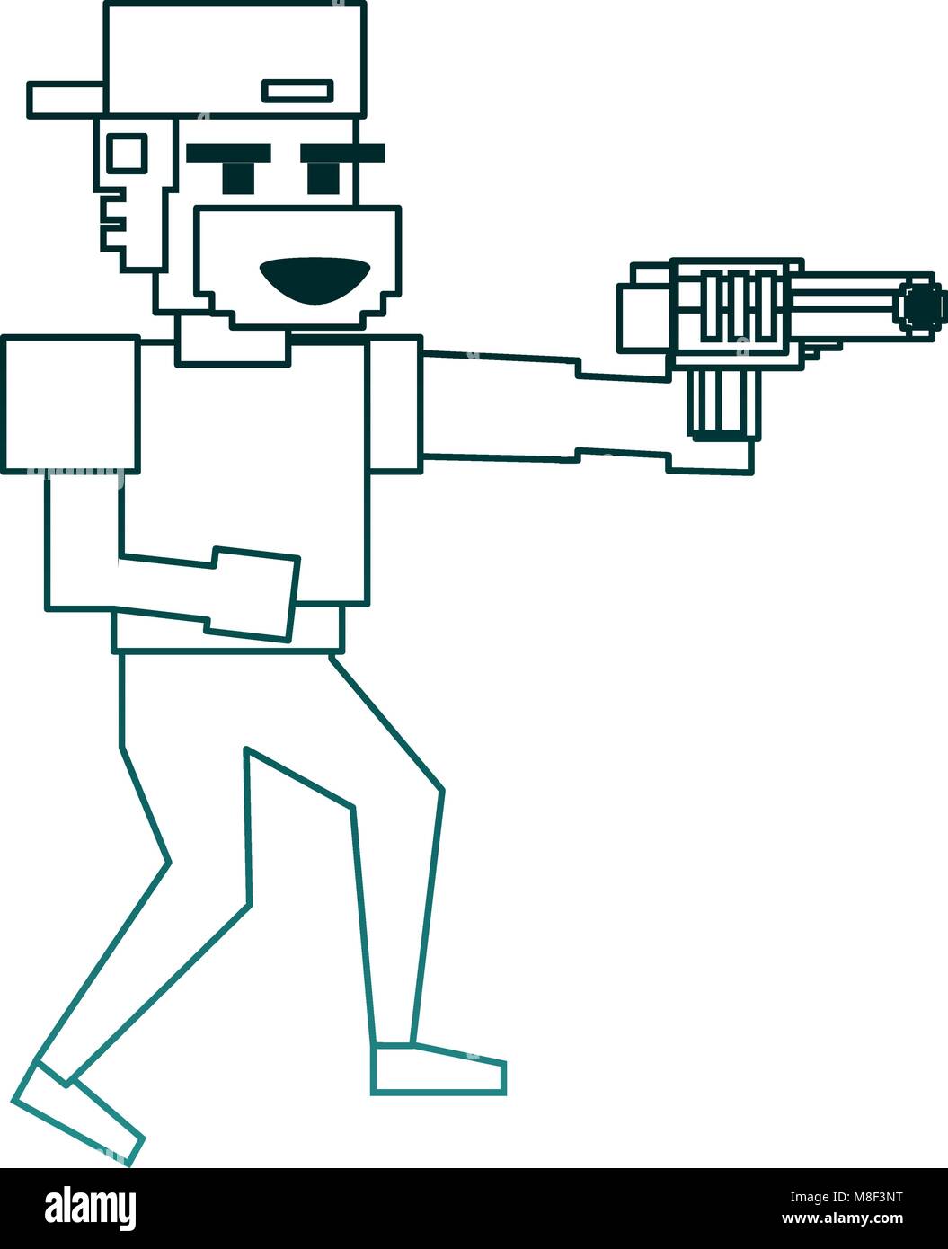 Pixelated ganster with handgun vector illustration graphic design Stock ...