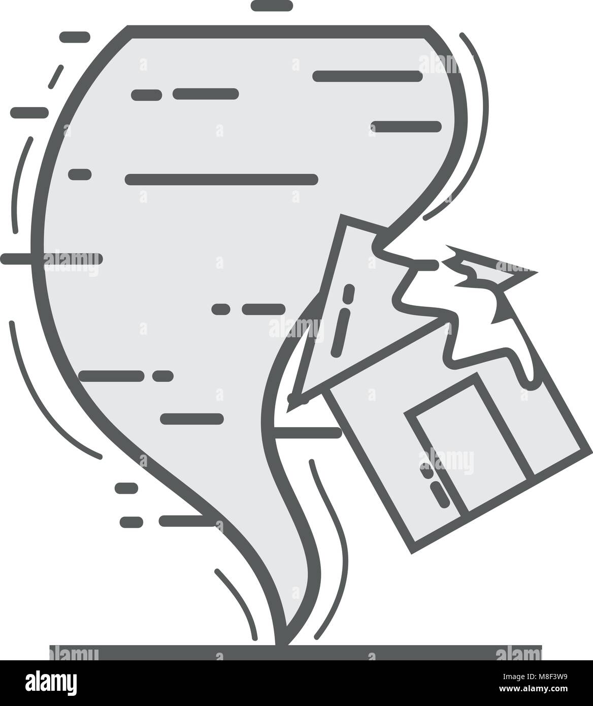 line house with dangerous tornado natural destruction Stock Vector ...