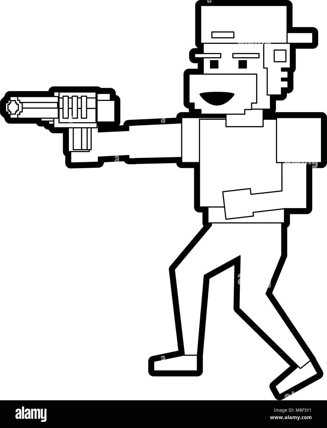 Pixelated ganster with handgun vector illustration graphic design Stock ...