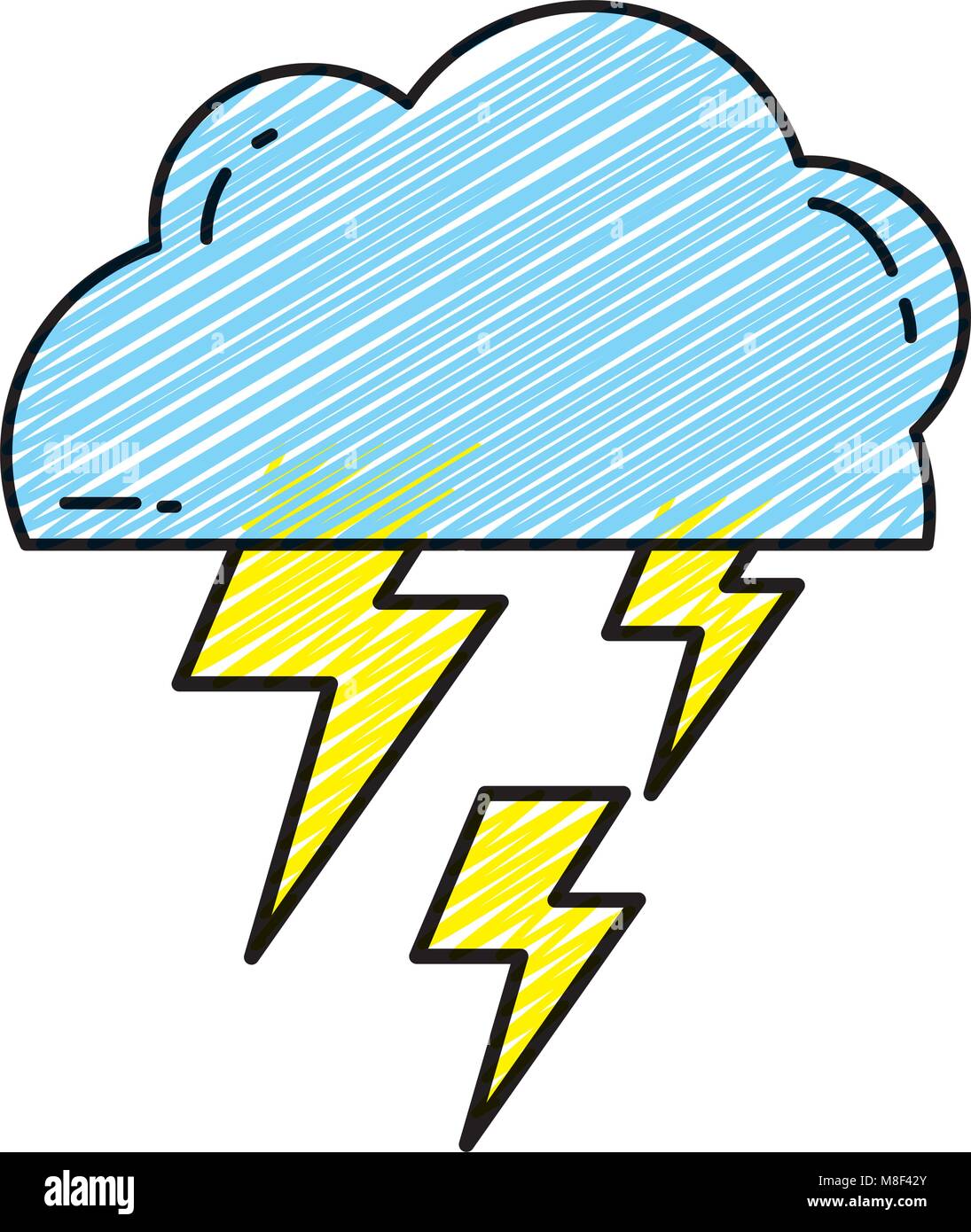 doodle cloud with thunders weather to electry rays Stock Vector Image ...