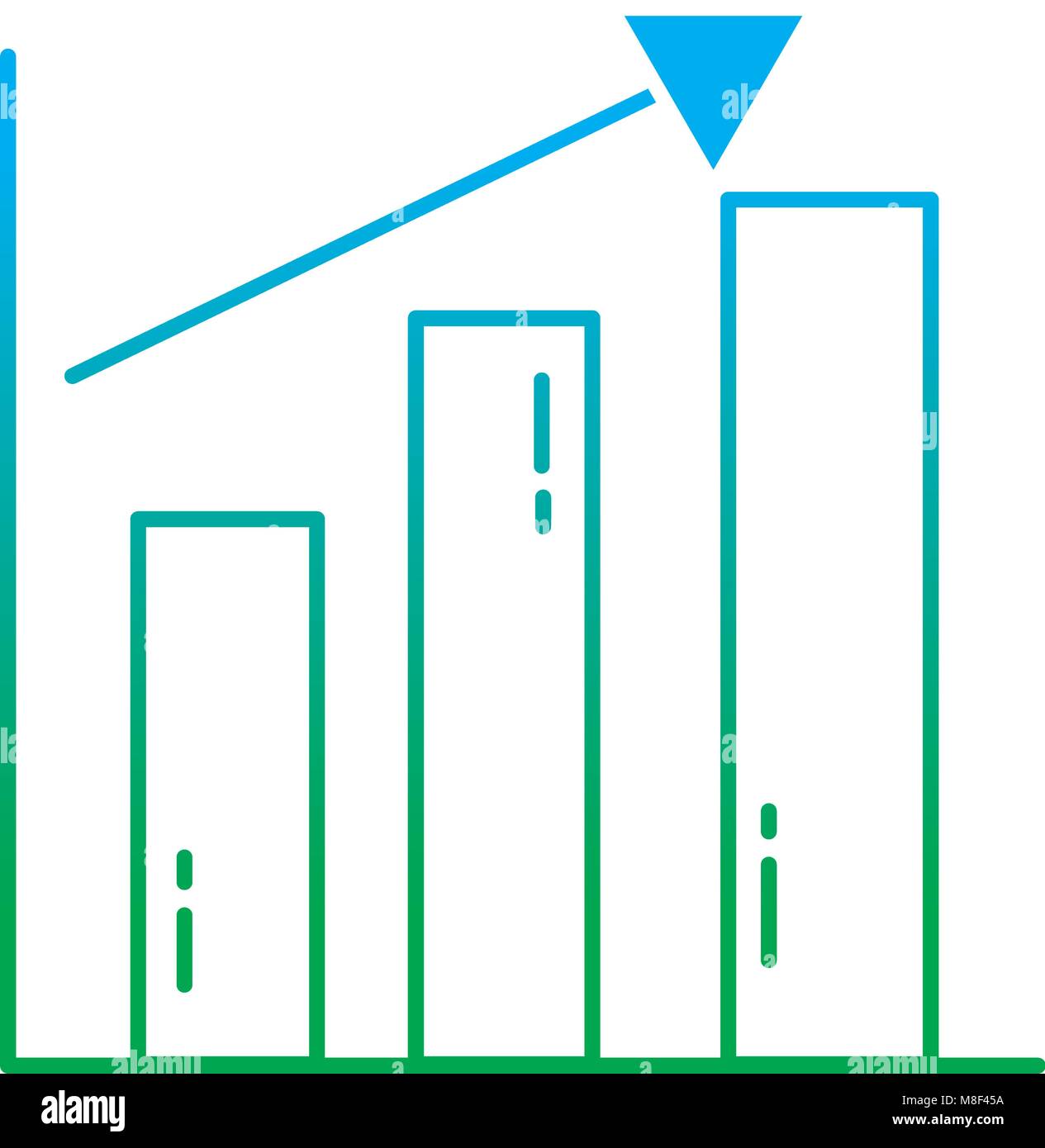 degraded line statistics bar diagram with growing arrow Stock Vector ...