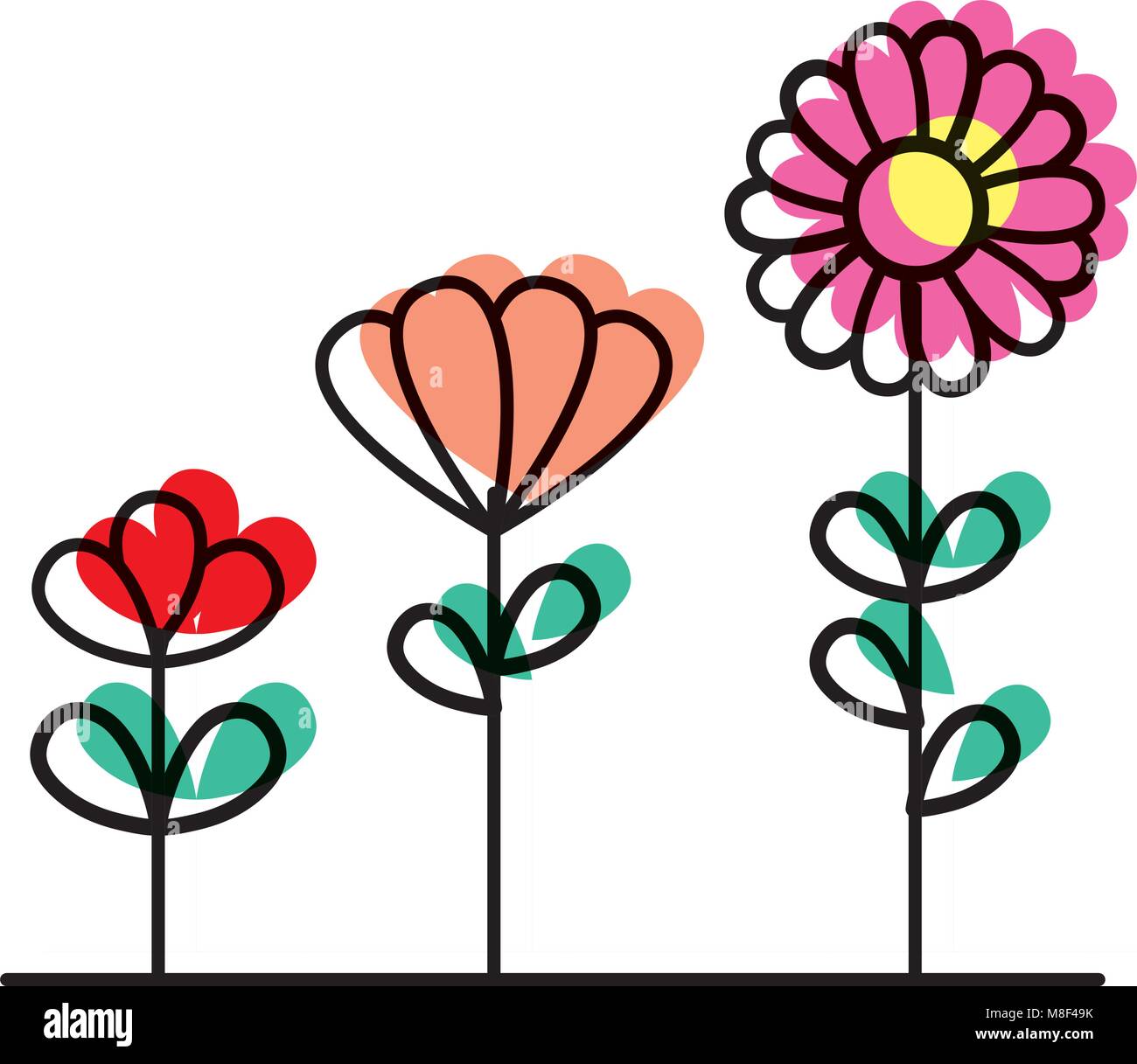 moved color nature and beautiful flowers with petals and leaves Stock ...
