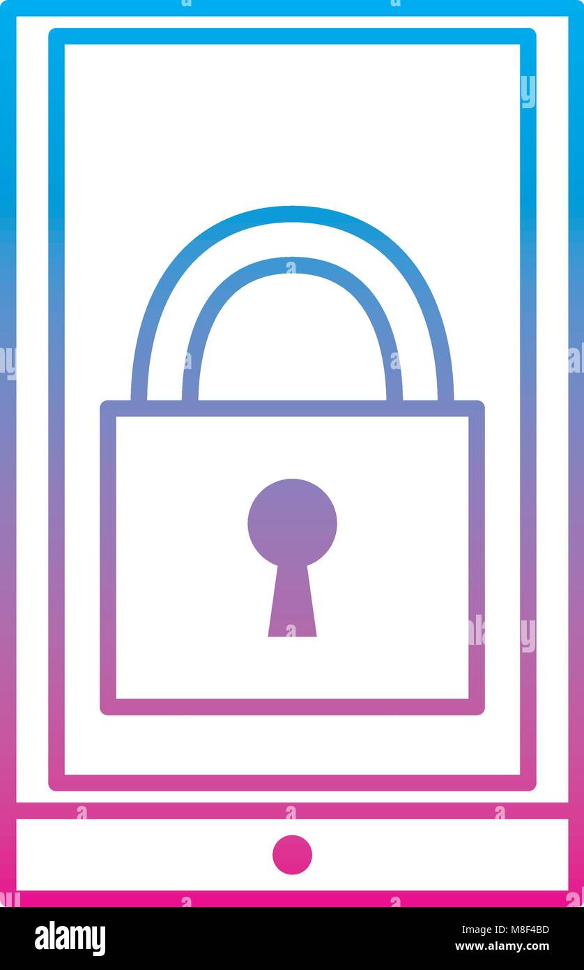degraded line close padlock object inside smartphone technology Stock ...