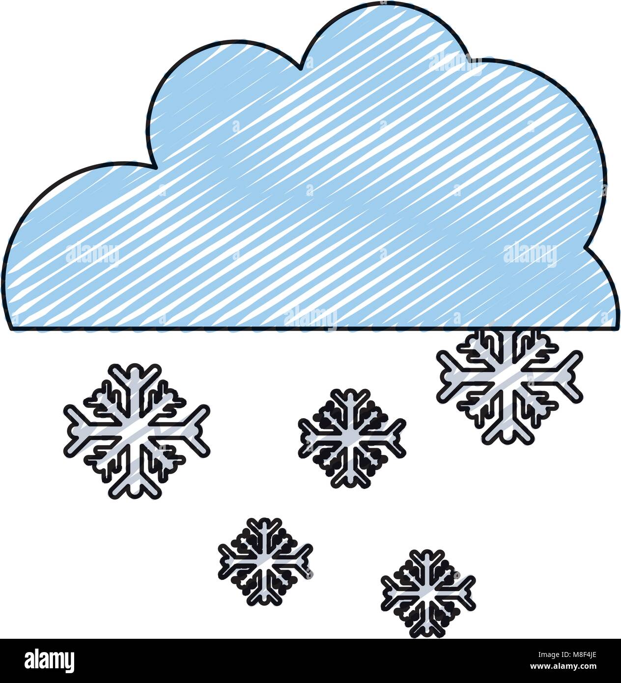 doodle cloud with snowing cold nature weather Stock Vector Image & Art ...