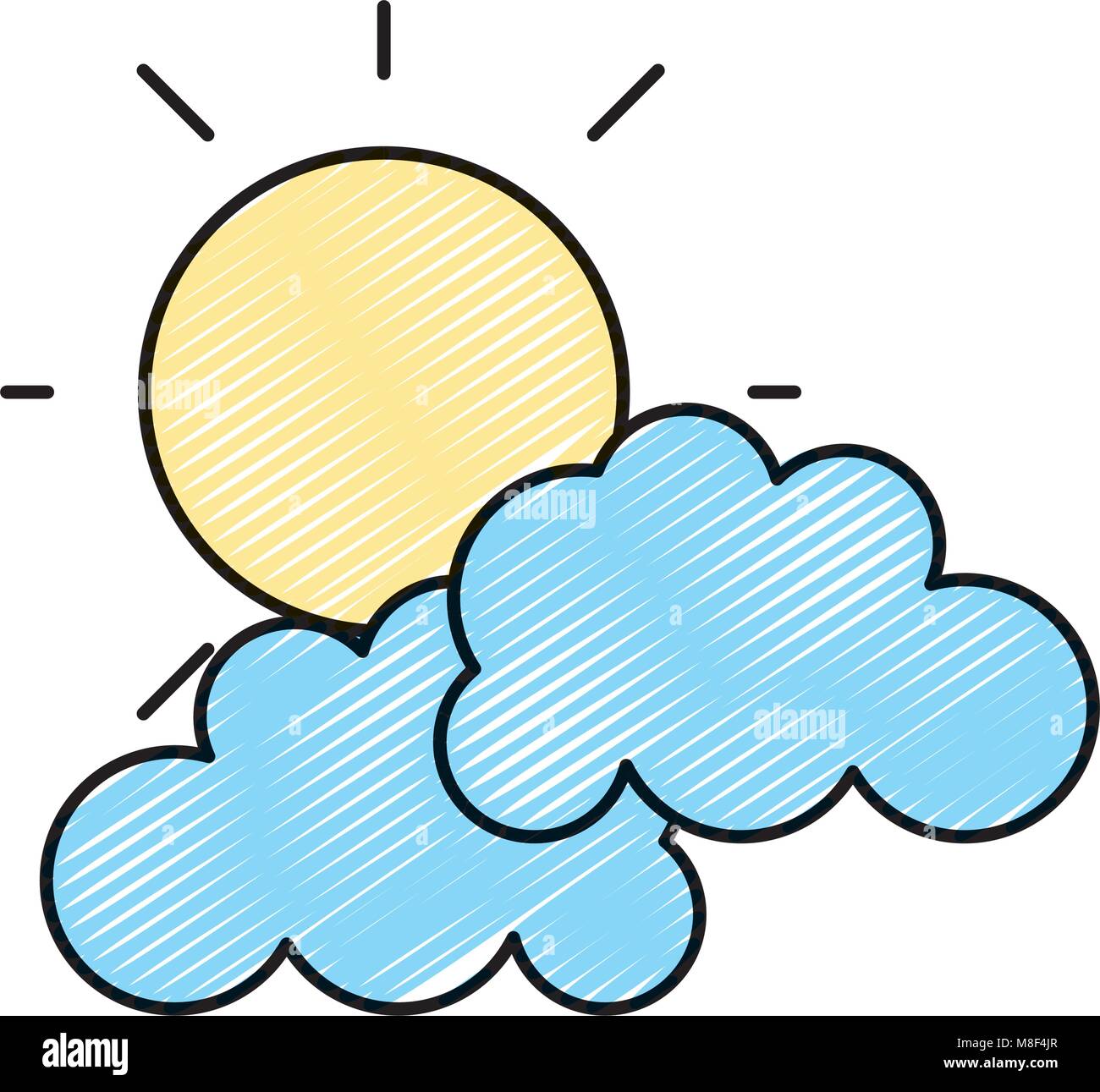 doodle nature bright sun with clouds weather Stock Vector Image & Art ...