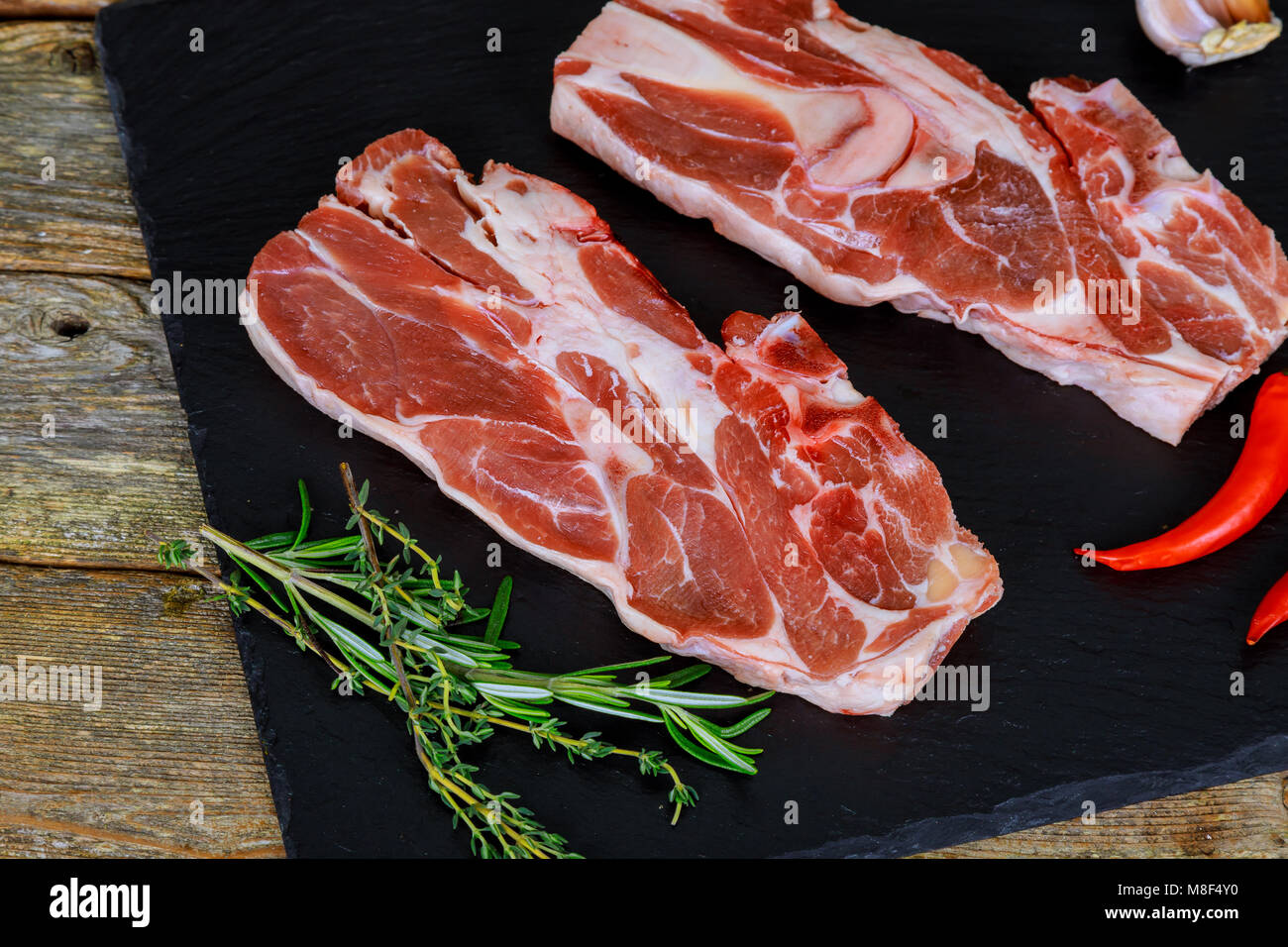 Preparing a steak for grilling with an overhead view of a lean steak