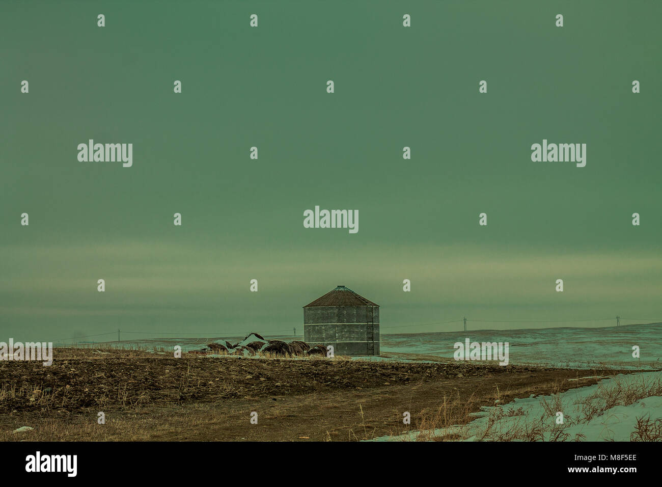 Grain Bin on a Field in Saskatchewan Stock Photo Alamy