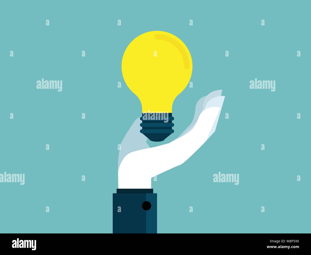 illustration of hand holding bulb idea flat design business concept ...