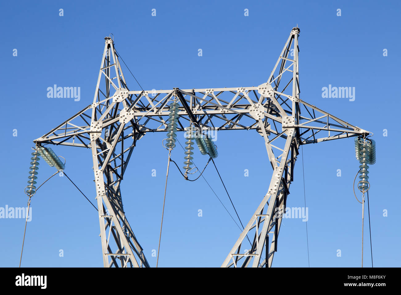 High voltage pylon or High voltage tower/ electricity/ dangerous/ electrical current Stock Photo
