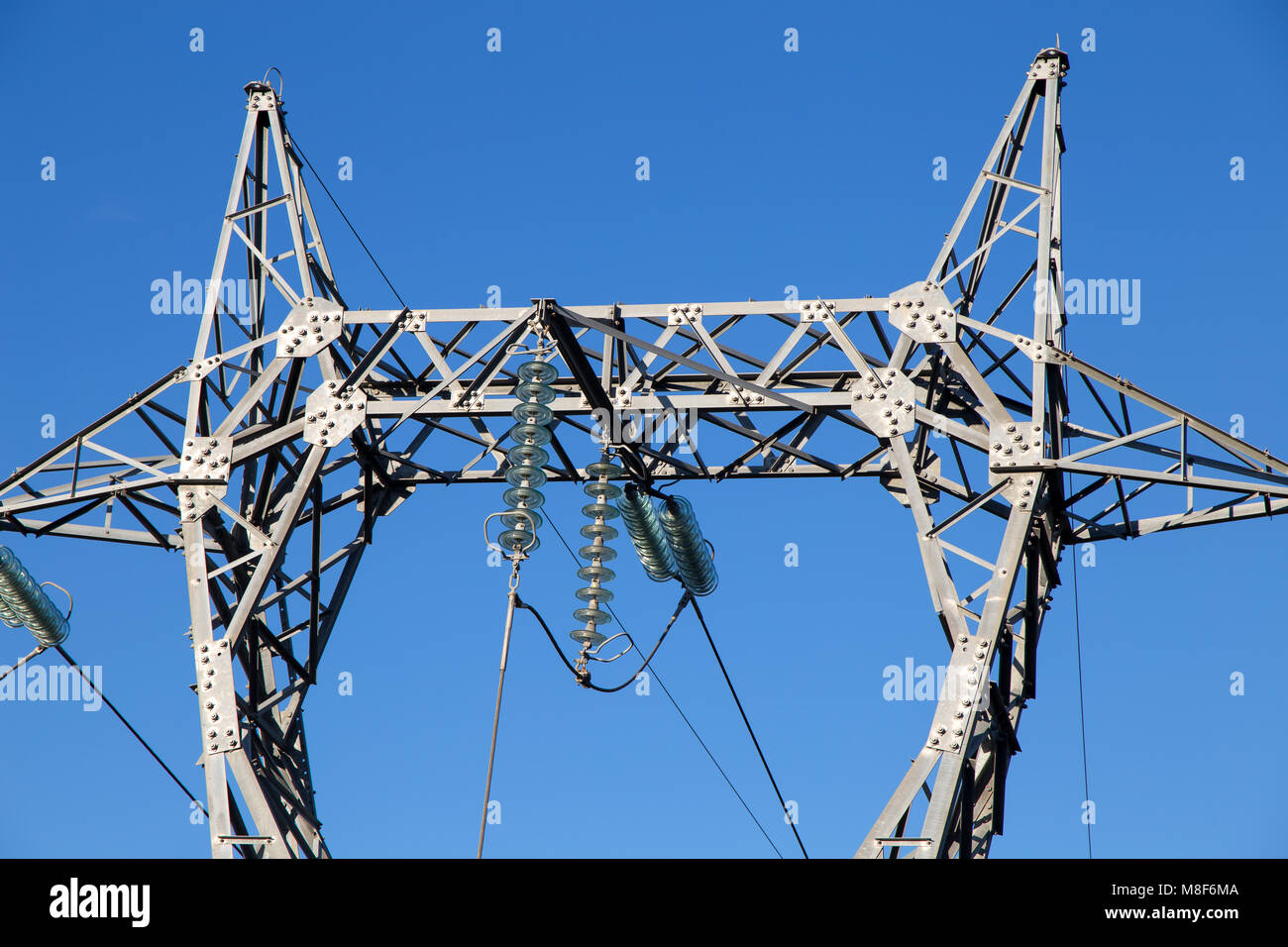 High voltage pylon or High voltage tower/ electricity/ dangerous/ electrical current Stock Photo