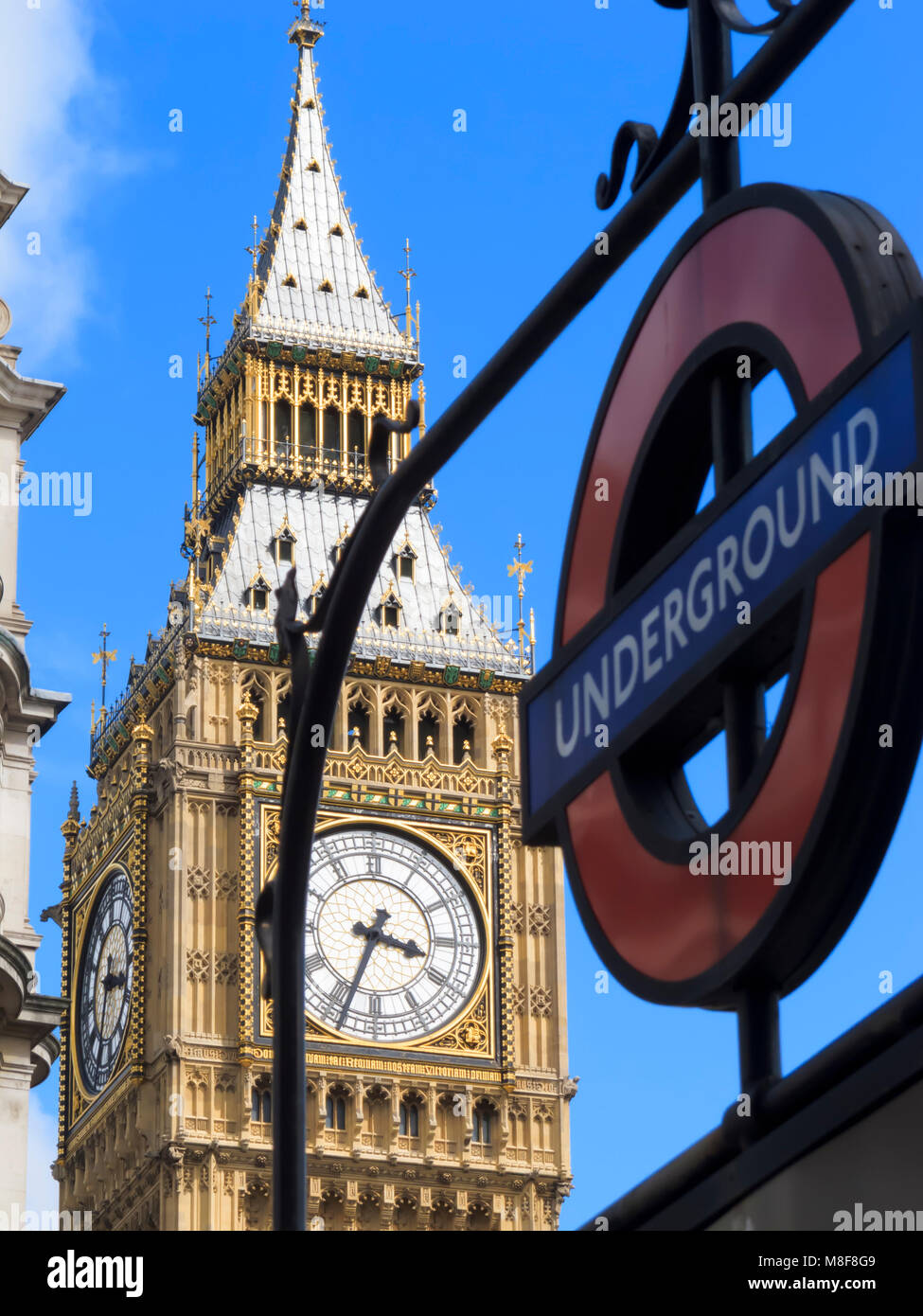 Big Ben And Underground Sign Westminster London England Uk Stock Photo 