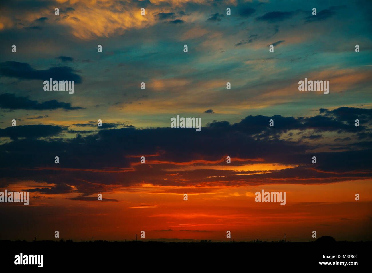 Romantic pink sunset sky, background Sunset sunrise with clouds Stock