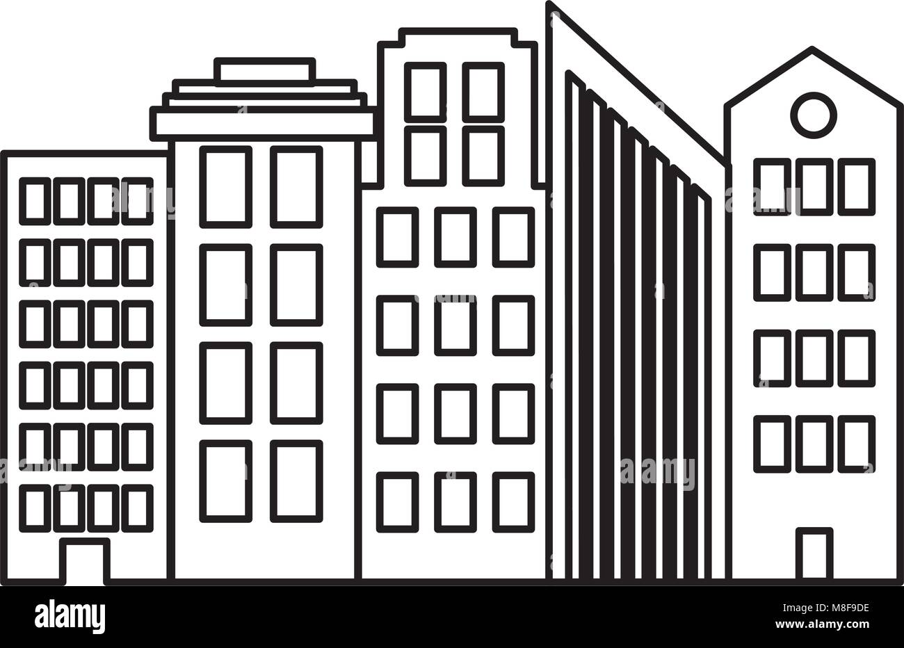 line architecture modern buildings city design Stock Vector Image & Art ...