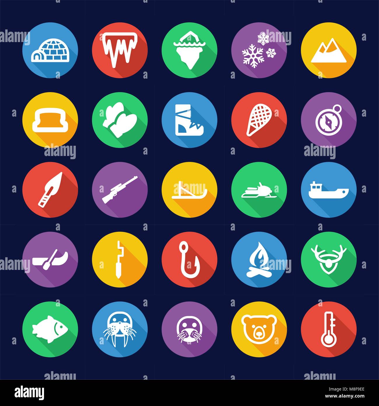 Eskimo Icons Flat Design Circle Stock Vector Image & Art - Alamy
