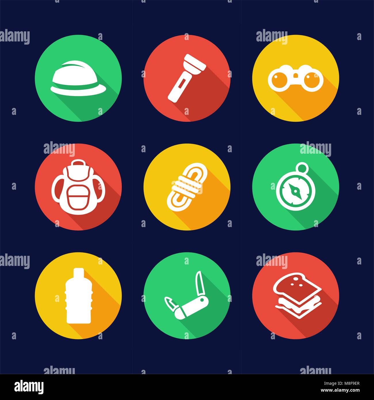 Expedition Icons Flat Design Circle Stock Vector Image & Art - Alamy