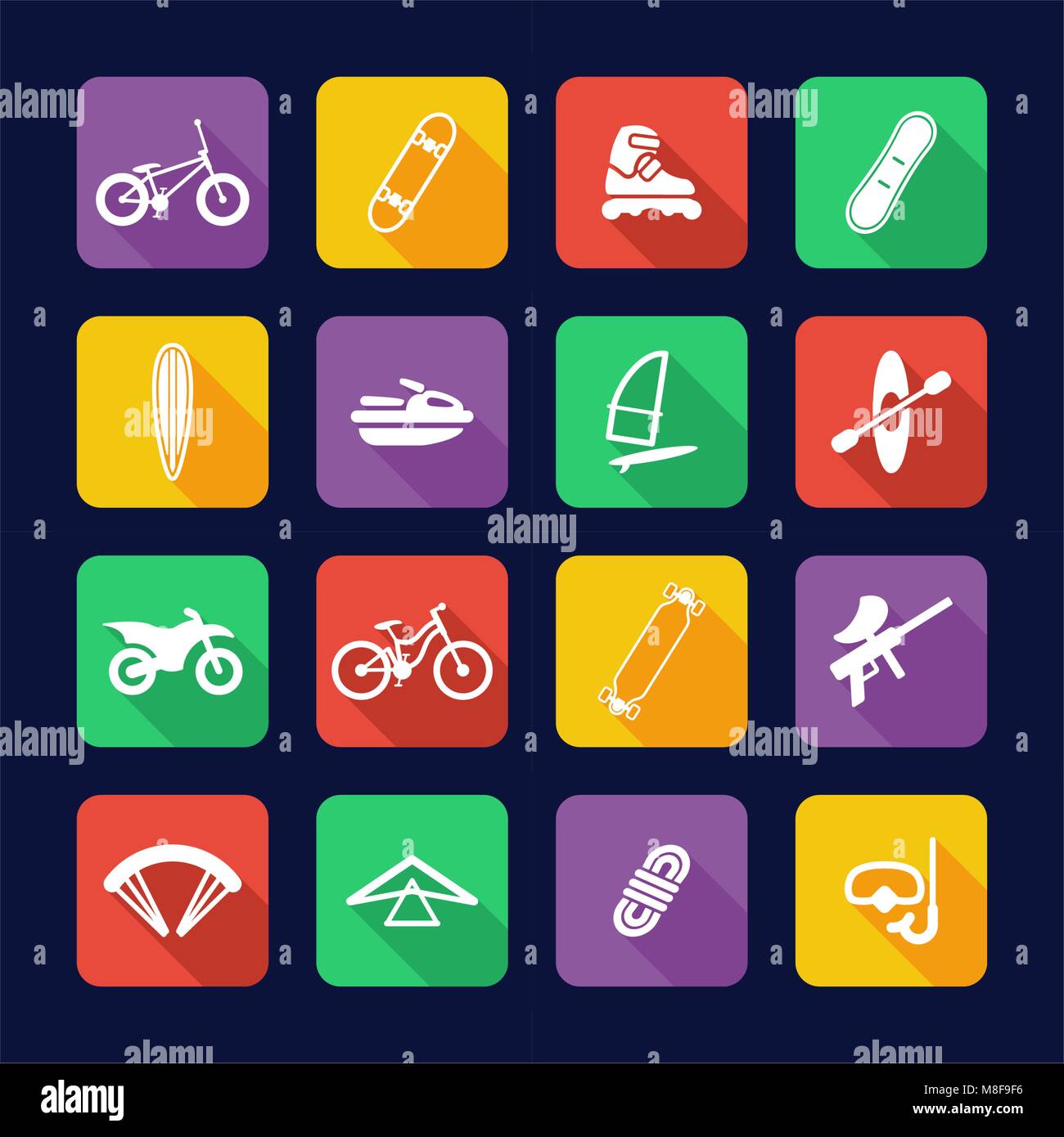 Extreme Sports Icons Flat Design Stock Vector Image & Art - Alamy