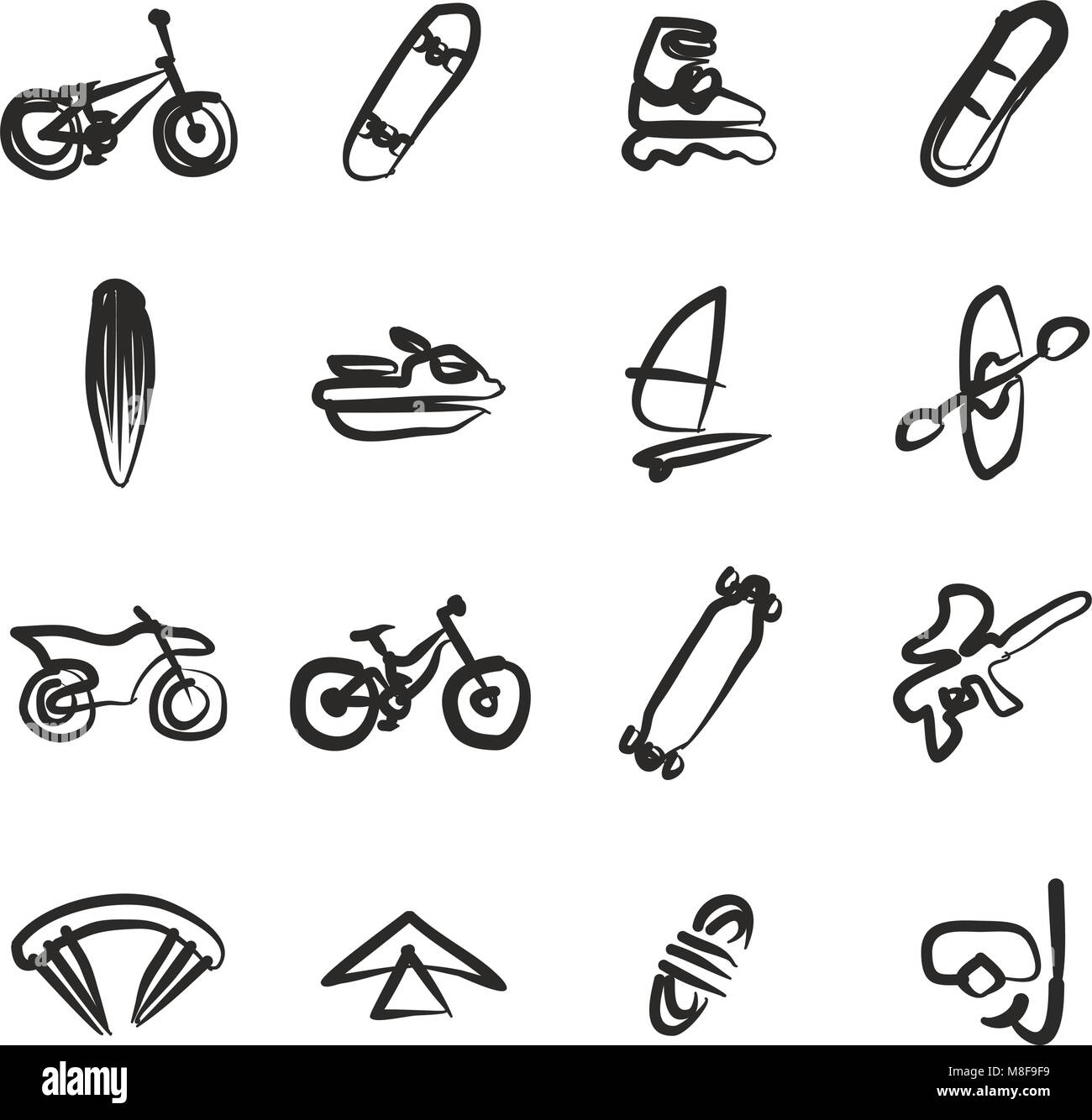 Extreme Sports Icons Freehand Stock Vector Image & Art - Alamy