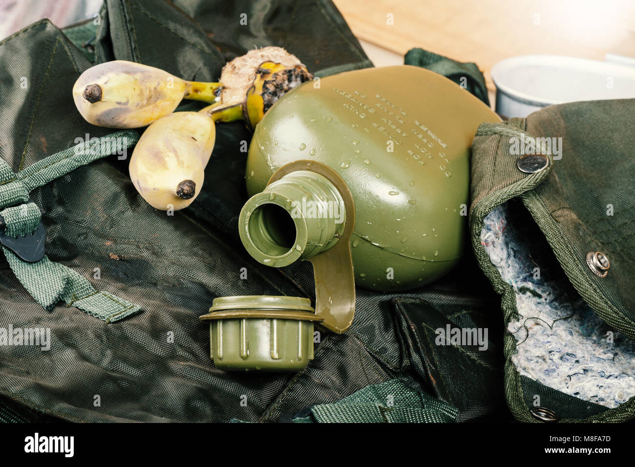an empty military water canteen, military water bottle Stock Photo Alamy