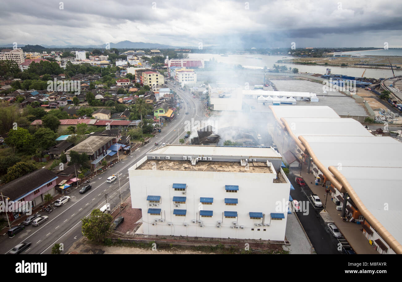 Mosquito fogging in Kuala Terengganu, seen from the Hotel Grand