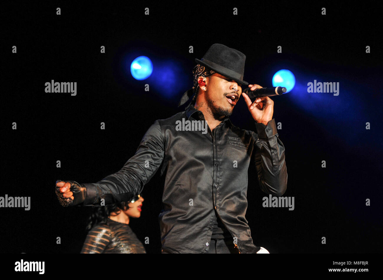 Pop star Ne-Yo performs at a music festival in the summer in the UK Stock Photo