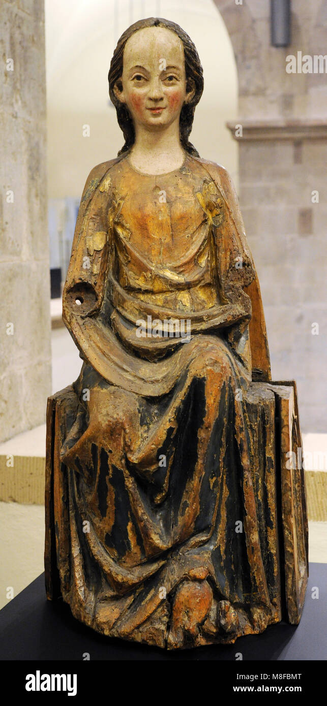 Kendenich Madonna. Cologne, c. 1270-1280, Germany. Walnut, oak (back-board), polychrome. Schnütgen Museum. Cologne, Germany. Stock Photo