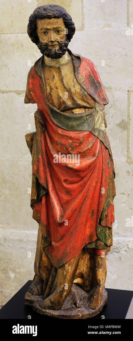 Saint Peter. Cologne, c. 1315-1320. Walnut, polychrome. Schnütgen Museum. Cologne, Germany. Stock Photo