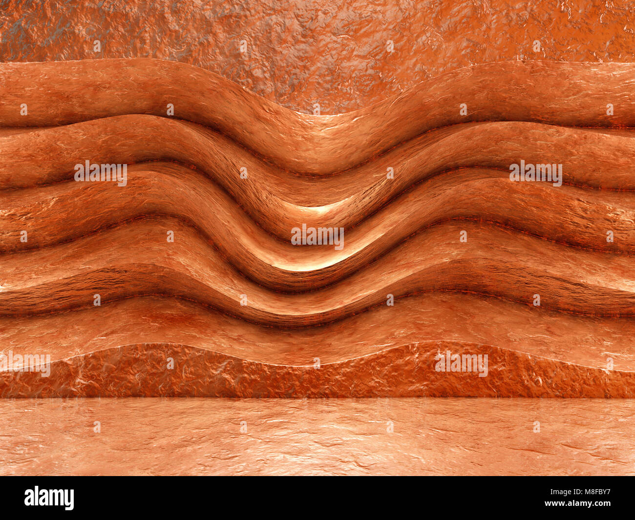 Abstract background, copper-colored wall. 3d rendering. Stock Photo