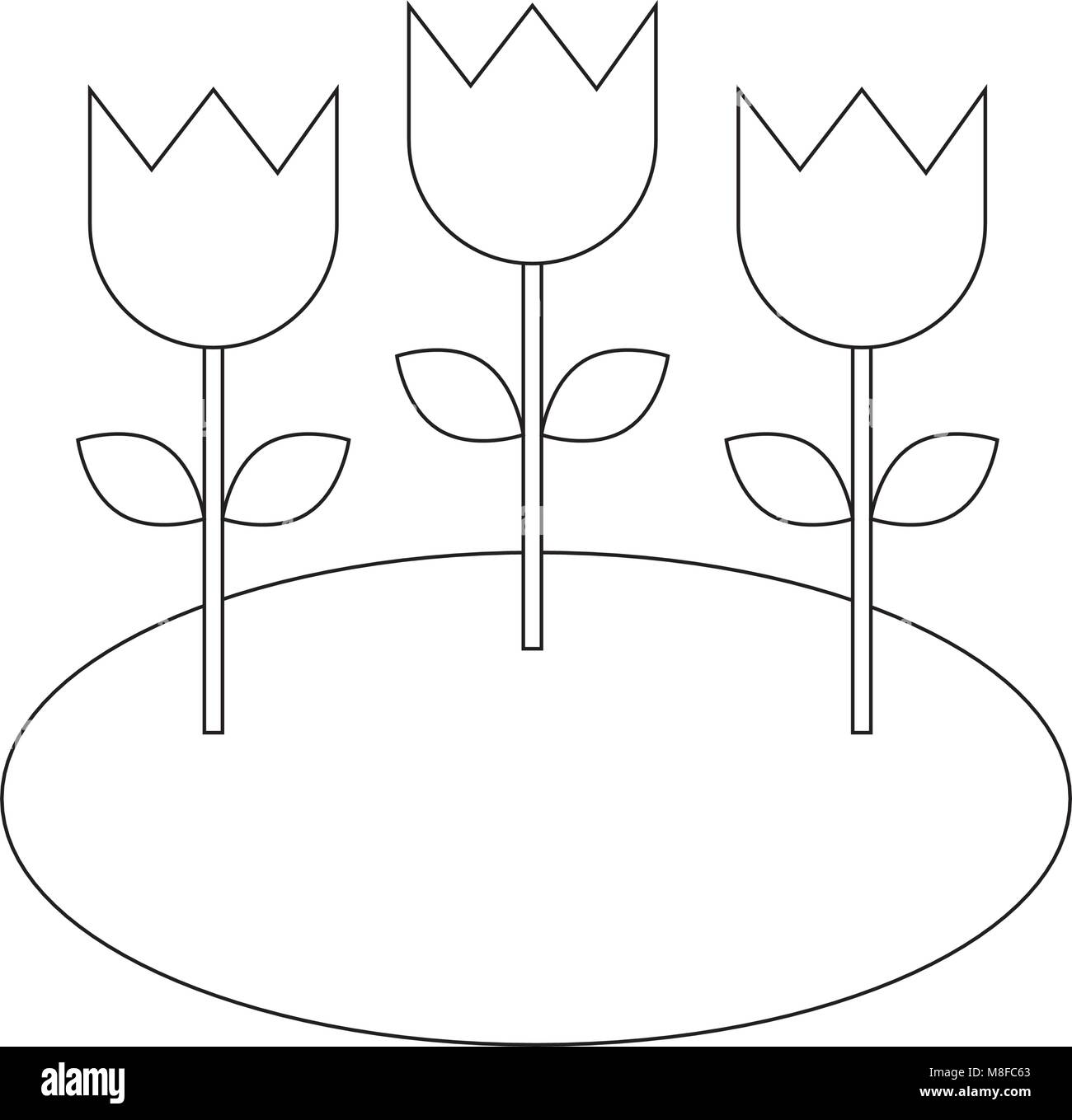 decorative flowers tulips in field nature vector illustration thin line stock vector image art alamy