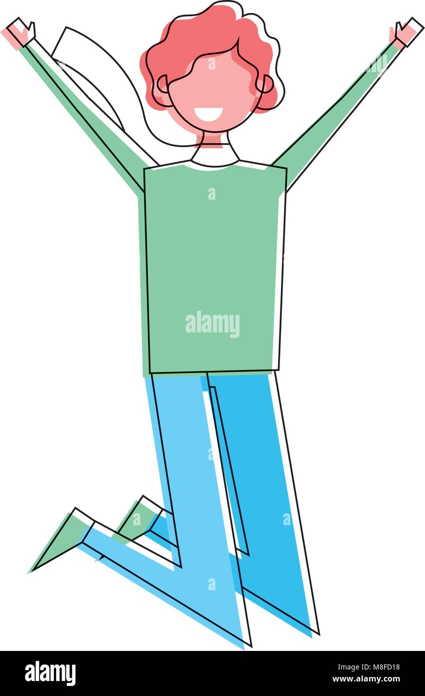 happy man character male in the casual clothes warm vector illustration ...