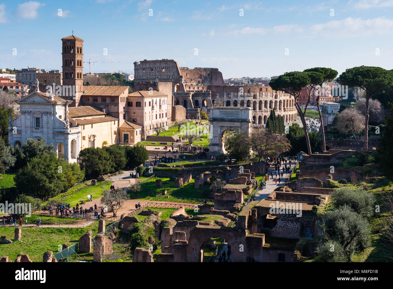 Ancient Rome city skyline with the Roman Forum. Rome. Lazio. Italy. Stock Photo