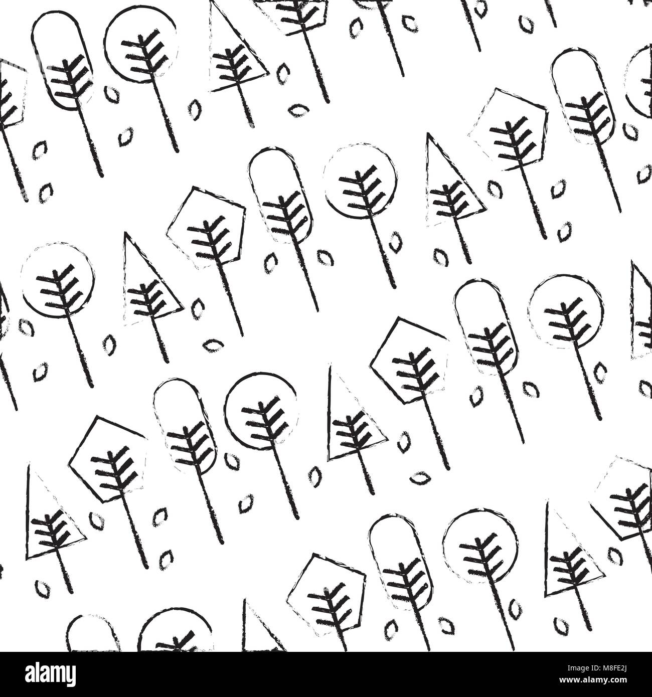 natural trees forest seasonal pattern design vector illustration Stock