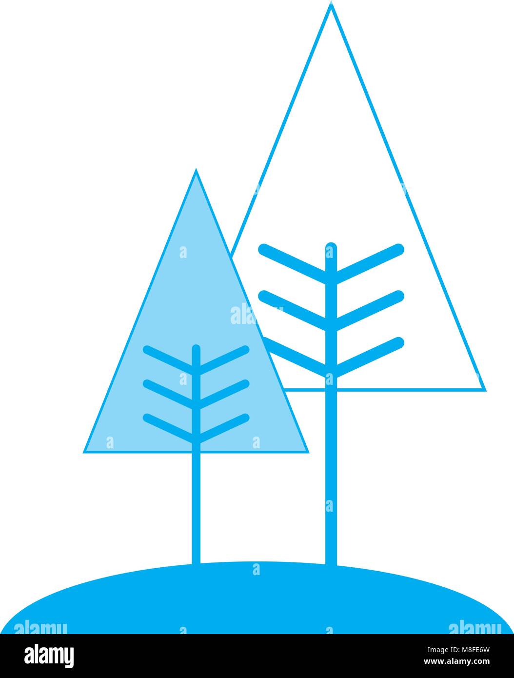 cartoon geometric tree nature spring concept vector illustration Stock ...