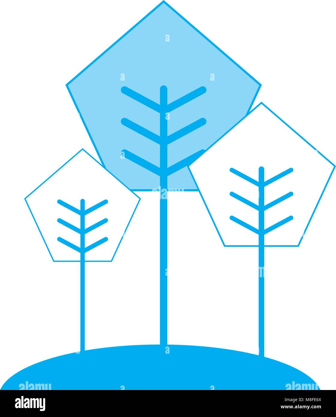 cartoon geometric tree nature spring concept vector illustration Stock ...