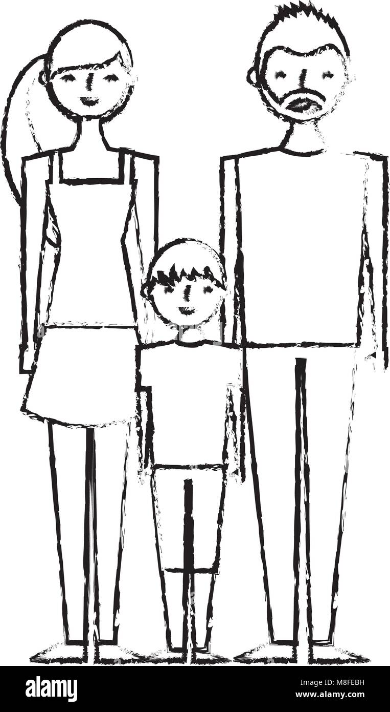 Happy Family Standing Together Father Mother And Son Vector Stock