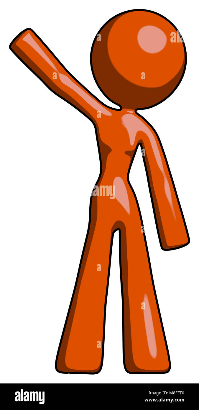Wave Emphatically Orange design mascot woman waving emphatically with right arm Stock ...