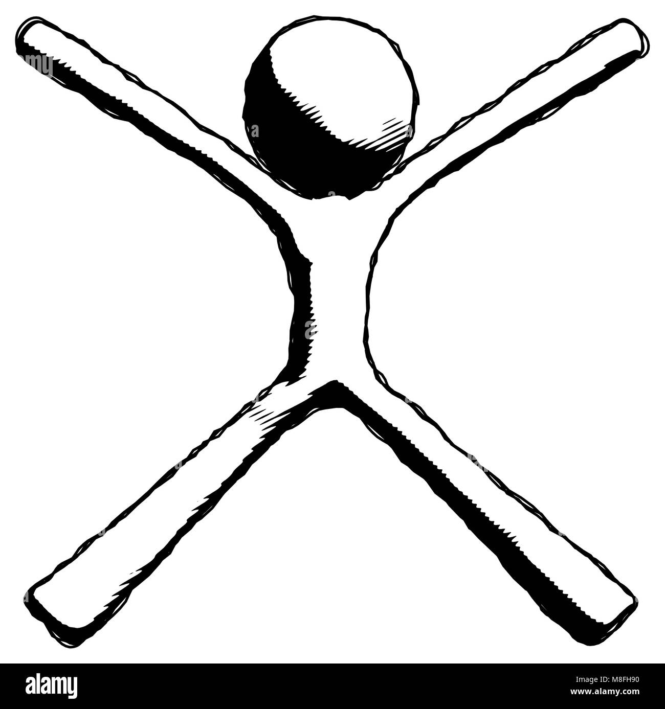 Ink design mascot man with arms and legs stretched out Stock Photo Alamy