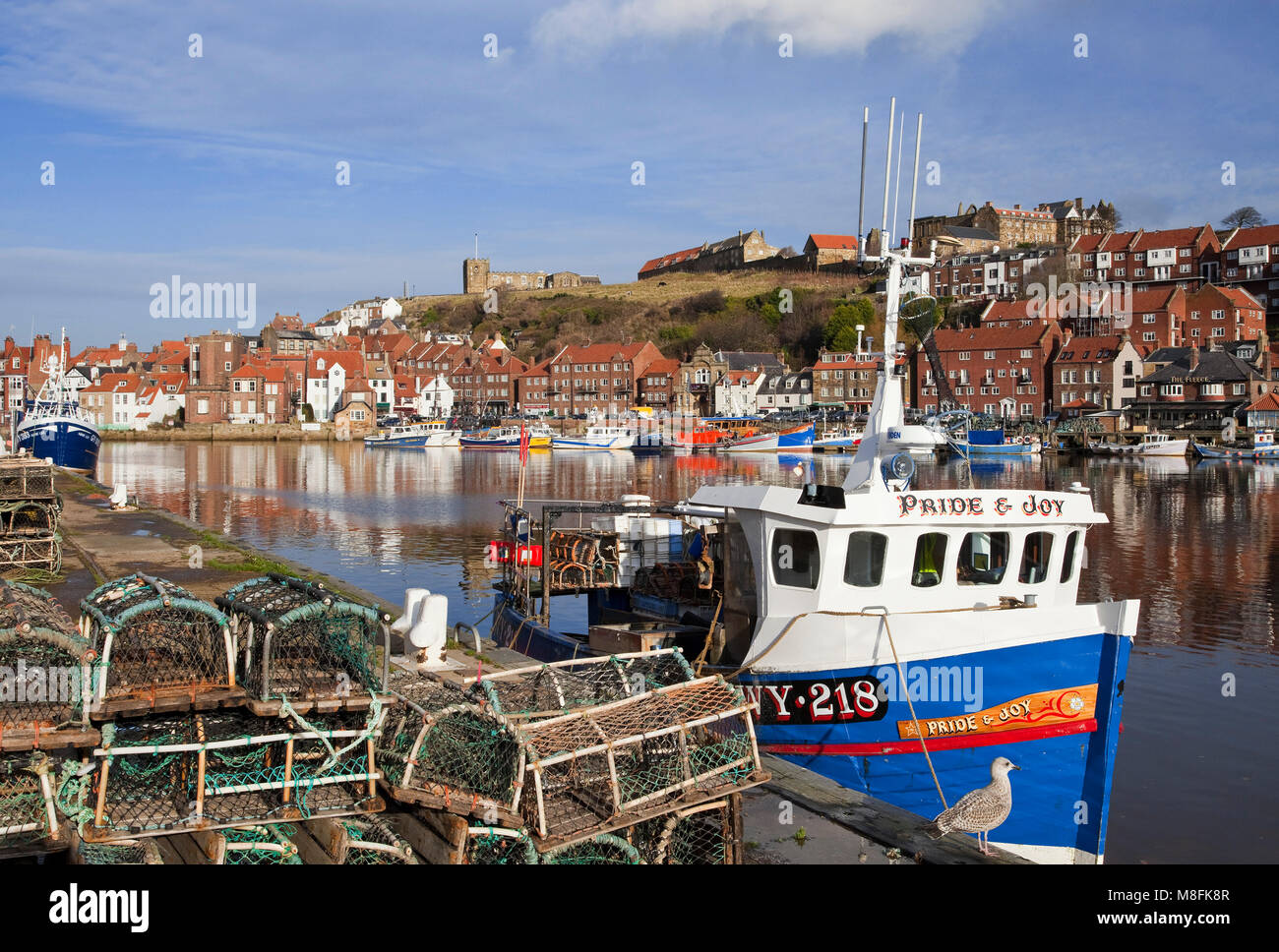 Whitby harbour on River Esk North Yorkshire Stock Photo