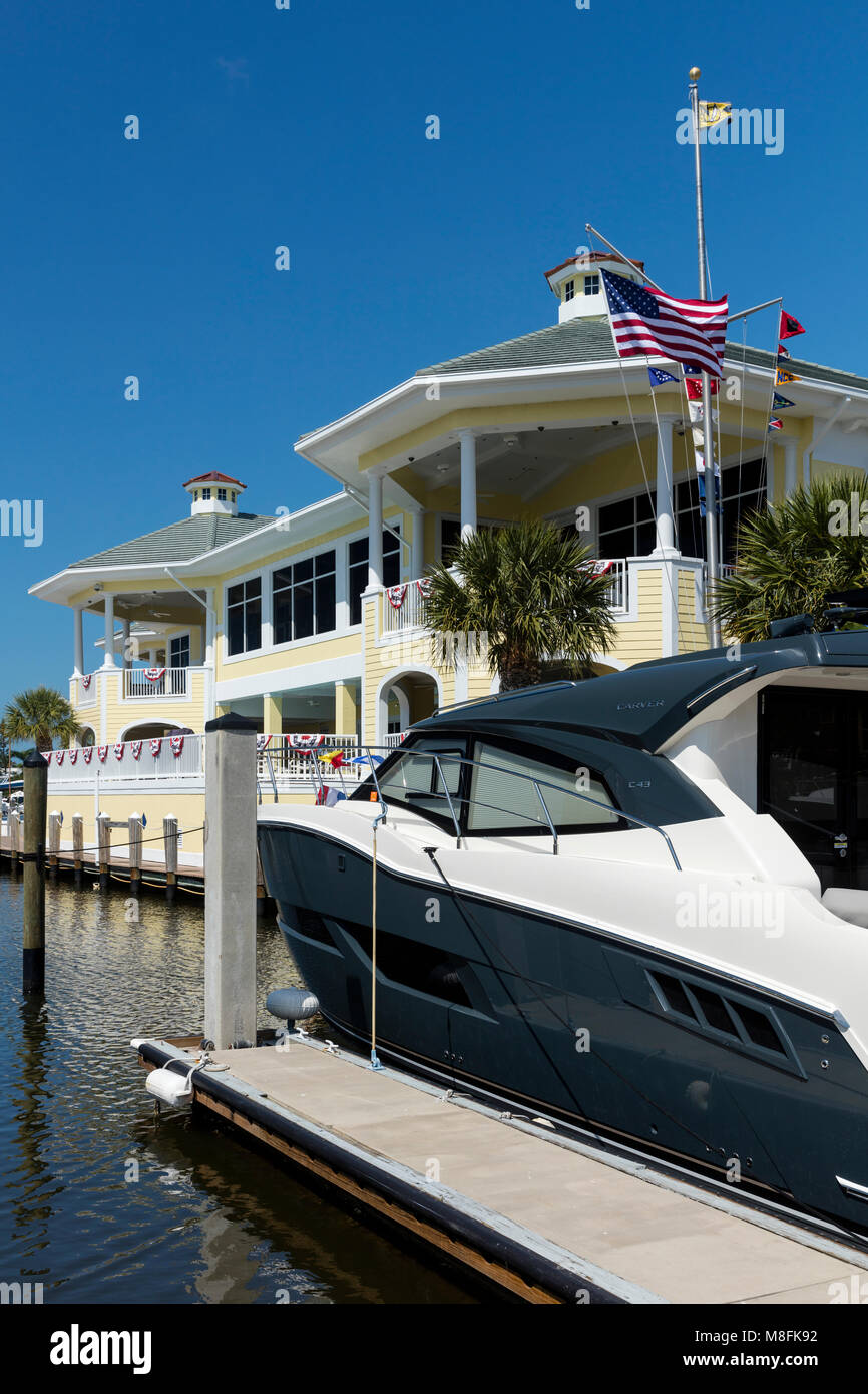 Yachts docked at the Naples Yacht and Sailing Club, Naples, Florida
