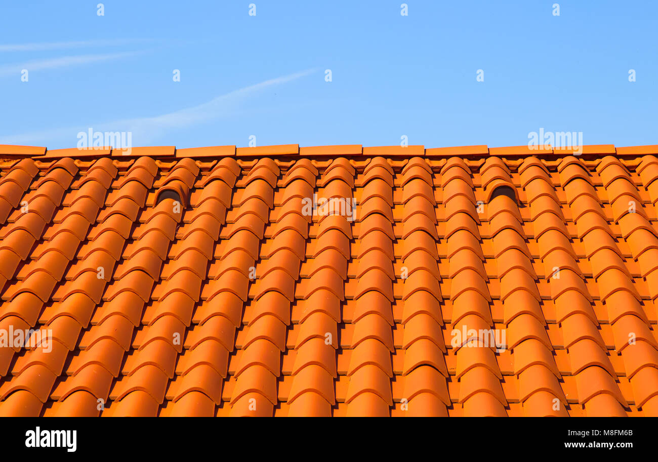 Close up of  Red Clay Roofing Stock Photo