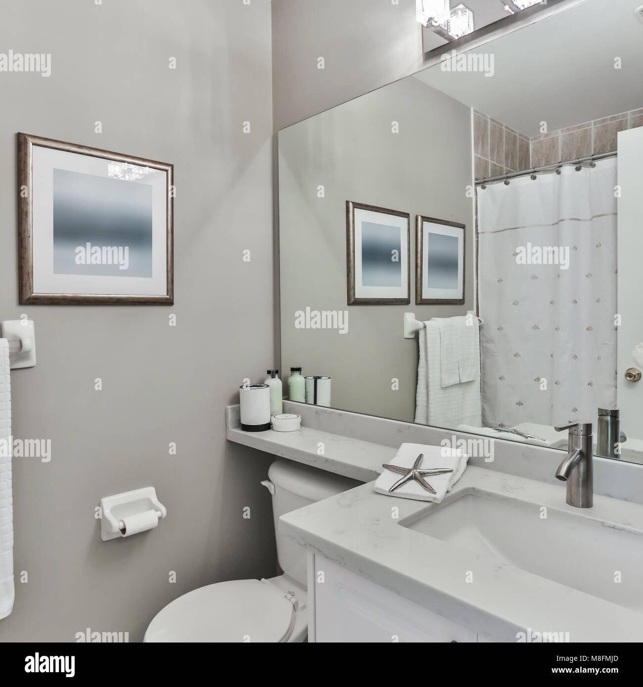 Interior design of a bathroom in new house Stock Photo