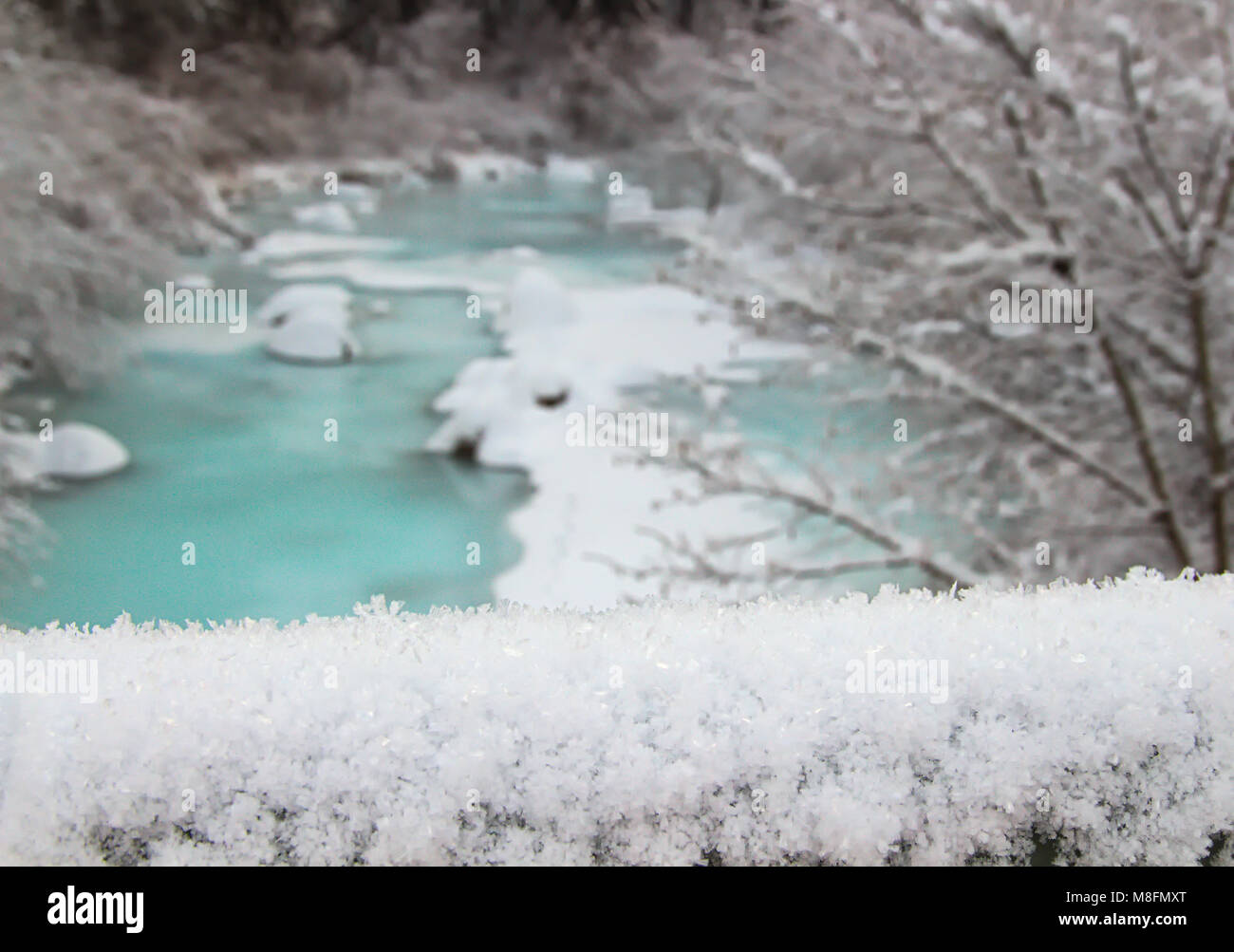 Beautiful Frozen River and Snowy Winter Stock Photo - Alamy