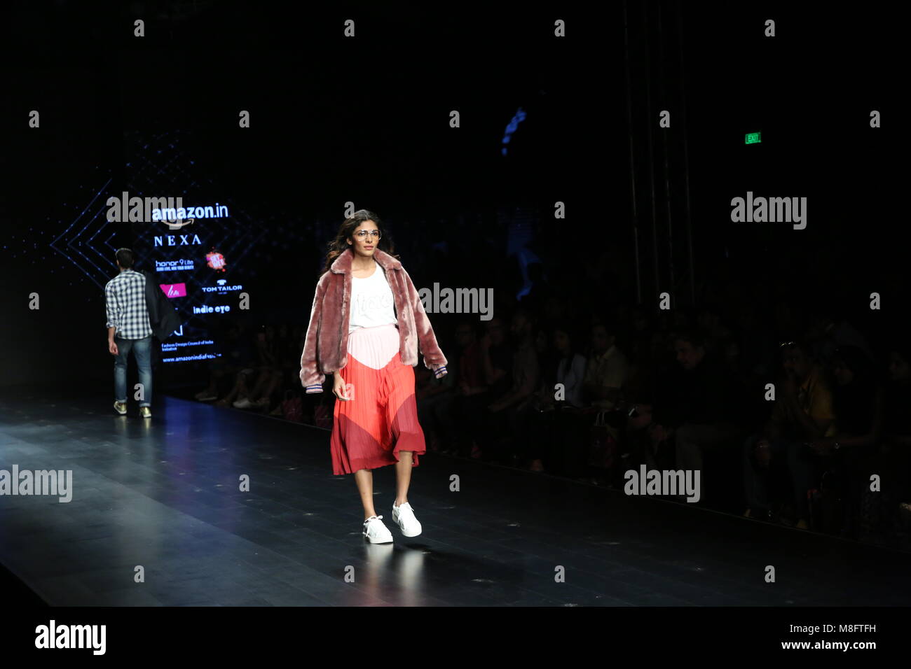 India. 16th Apr, 2018. ? Models walks the ramp and showcasing a collection  of designer Tom Tailor during India Fashion Week. Credit: Jyoti  Kapoor/Pacific Press/Alamy Live News Stock Photo - Alamy