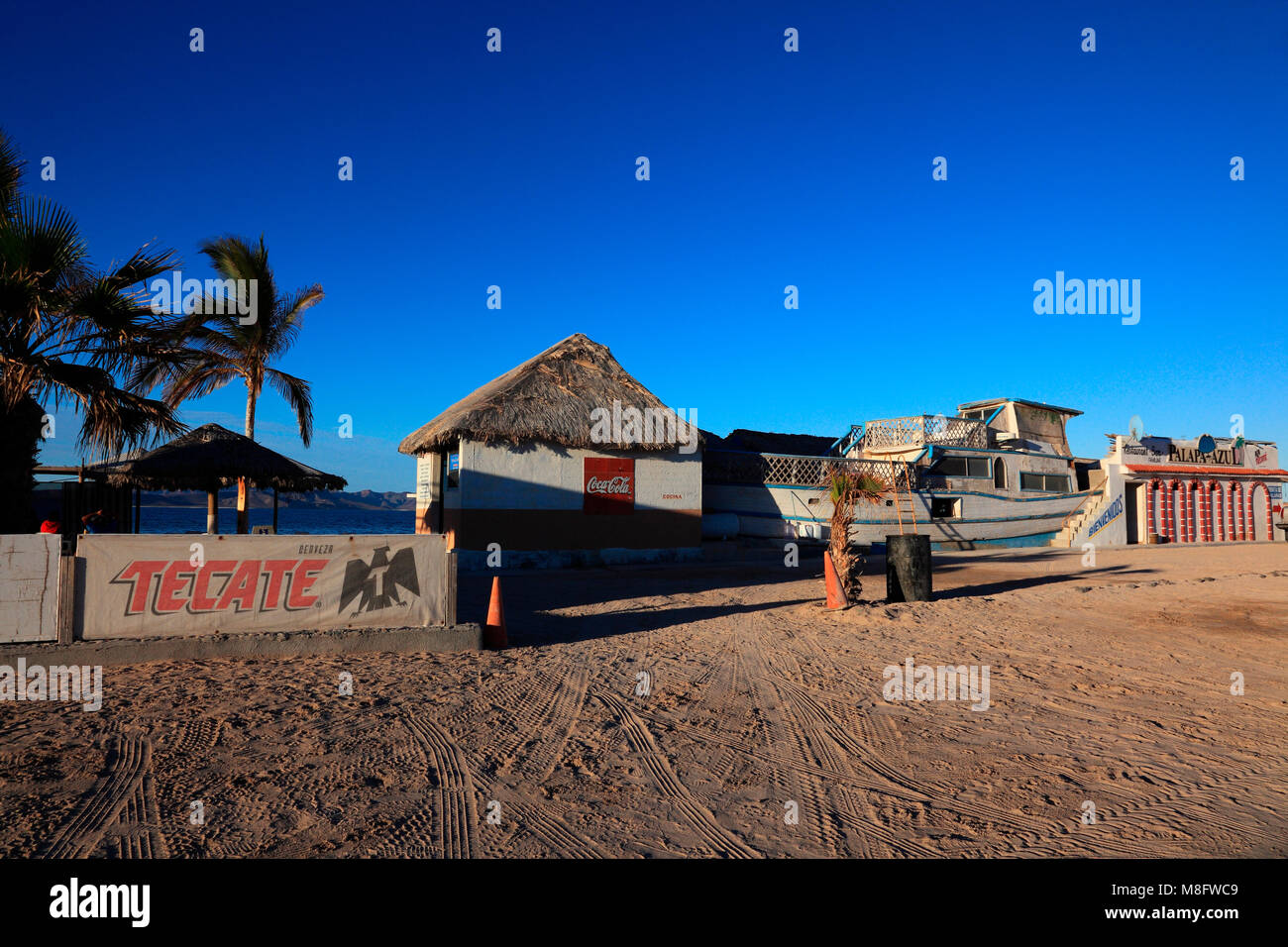 Beach bars tecolote beach california baja sur Stock Photo