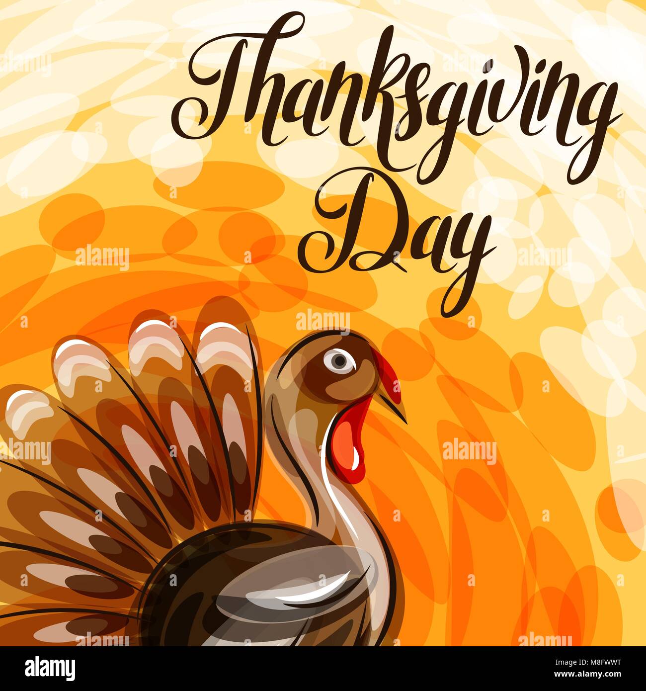 Happy Thanksgiving Day Greeting Card With Abstract Turkey Stock Vector Image Art Alamy