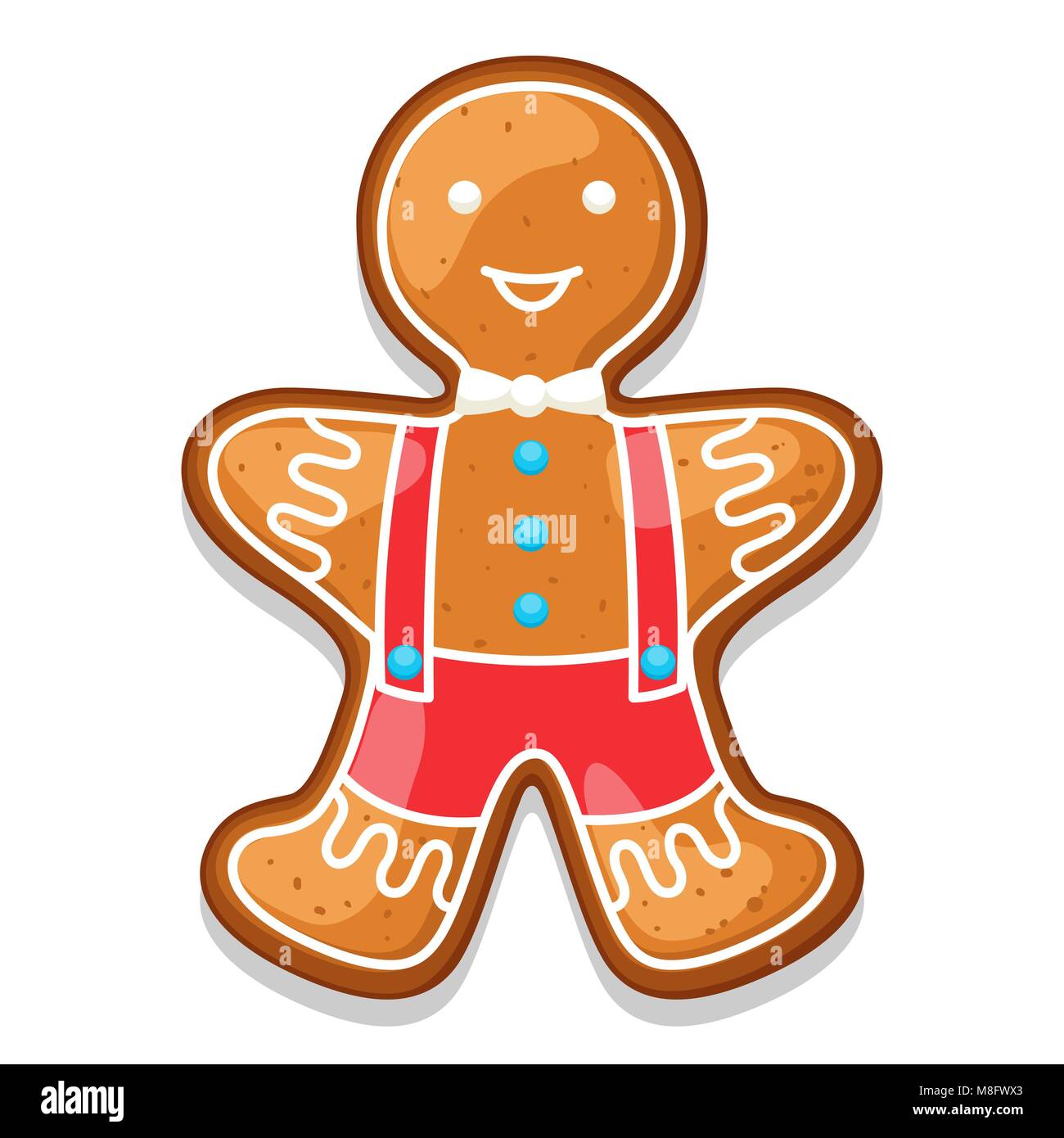 Gingerbread cookies man. Illustration of Merry Christmas sweets Stock Vector