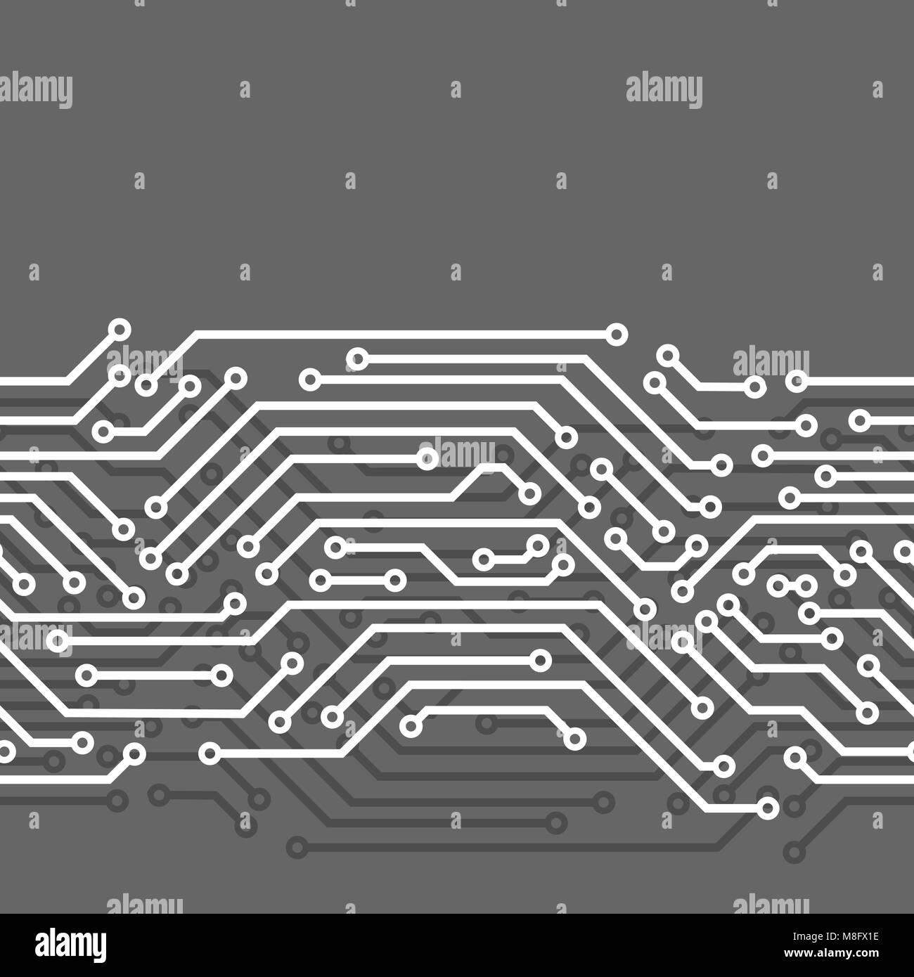 Circuit board seamless pattern. Background of microchip elements Stock Vector