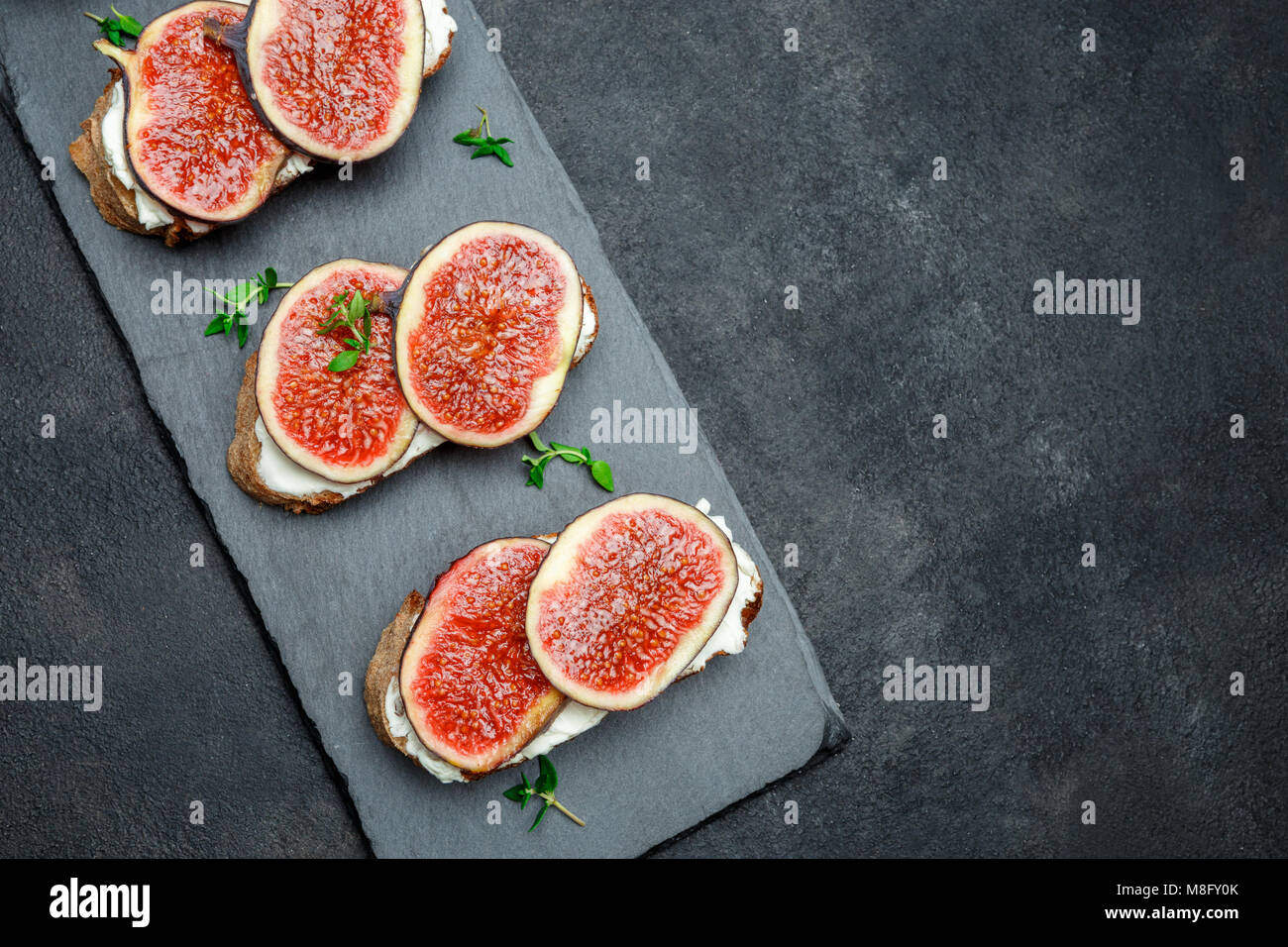Bruschetta with blue cheese and fresh figs Stock Photo Alamy